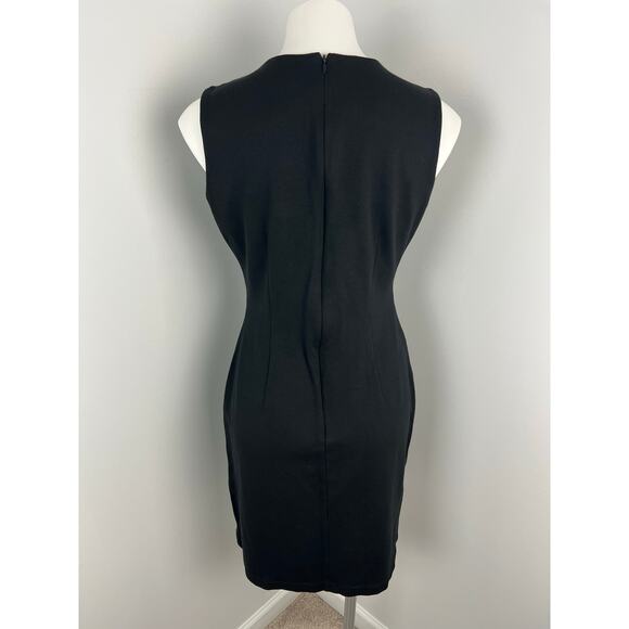 J. McLaughlin Black Ponte Knit Sleeveless Stretch Sheath Dress Medium Career - Picture 3 of 5